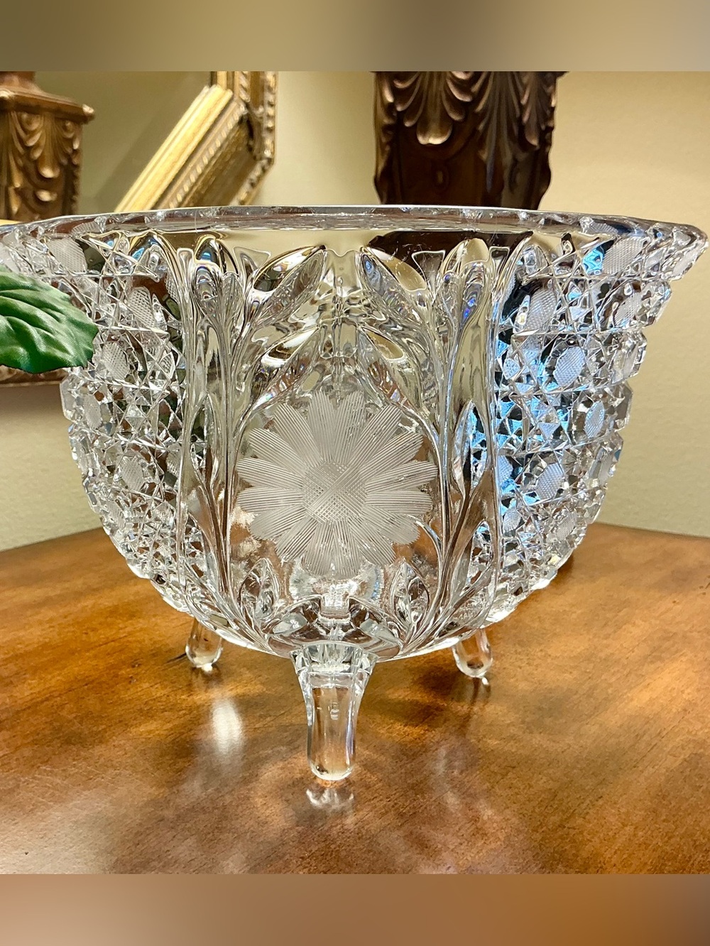 Vintage Early American Pressed Glass fruit or centerpiece bowl McGee Glass Co.